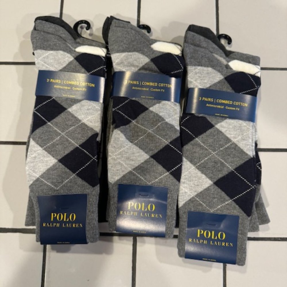 Polo Ralph Lauren Argyle Mens Socks - BRAND NEW (9 pair)